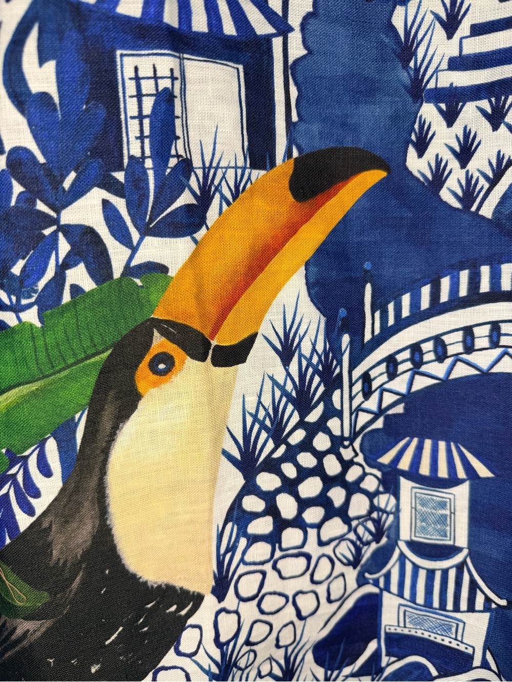 Farm Rio Ancient Garden Mini Dress Toucan Pagoda Linen Blend XS NWT - Picture 6 of 11